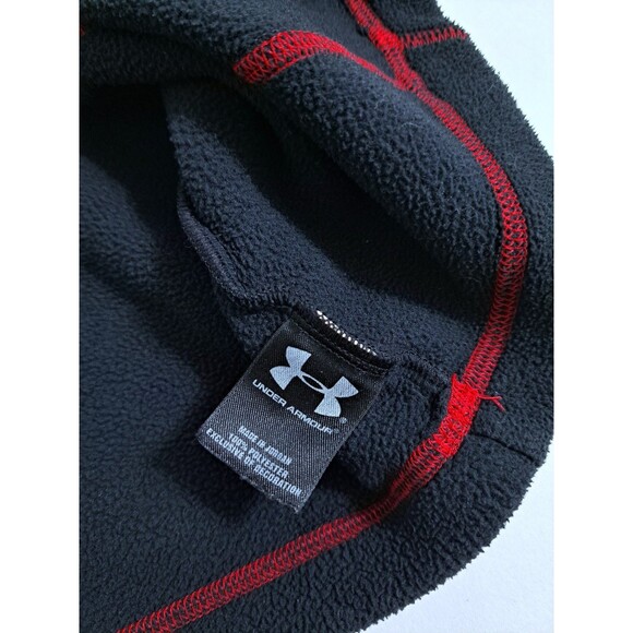 Under Armour Men's Large Black Red Fleece Pullover 1/4 Zip Run Gym Sweater - Picture 4 of 8